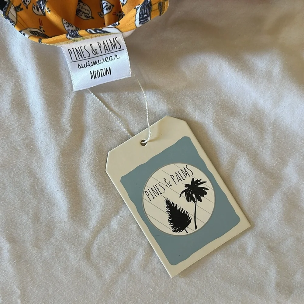 Pines & Palms Swimwear *NWT* Women's Bird Print Yellow Swimsuit - Picture 11 of 13